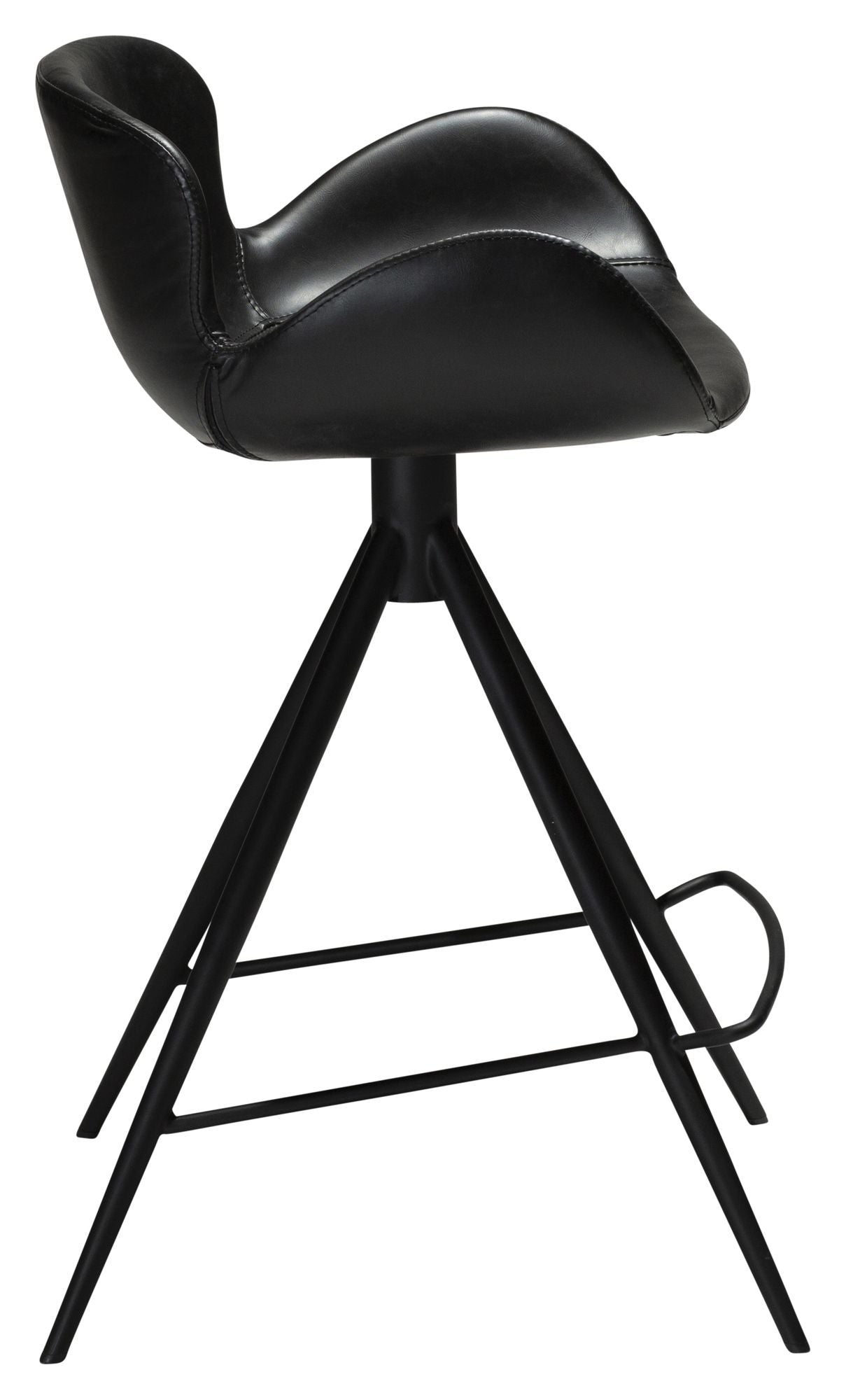 Gaia Counter Stool SH: 65cm, Vintage Black Leatherette med svarte ben