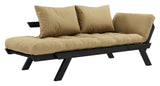 Bebop sofa seng, svart lakkert, furu/beige