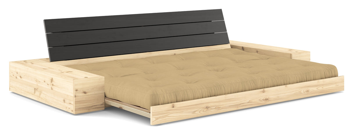 Basesofa med sidekasser, hvete beige/svart