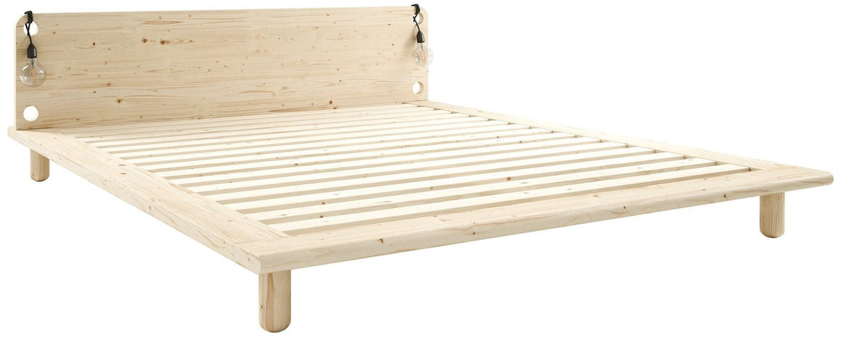 Peek Bed -ramme m/lamper, lett tre, 200x180