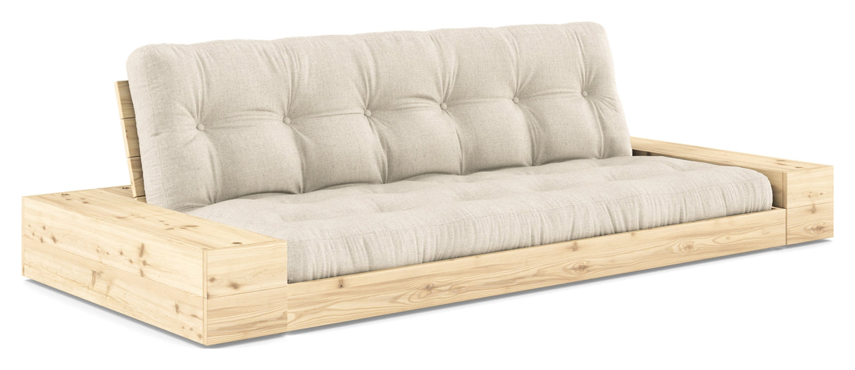 Base sofa seng med sidekasser, lin/natur