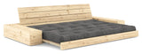 Base sofa seng med sidekasser, trekull/natur