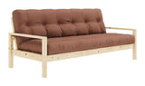 Knottesofa, lakkert furu, leirbrun