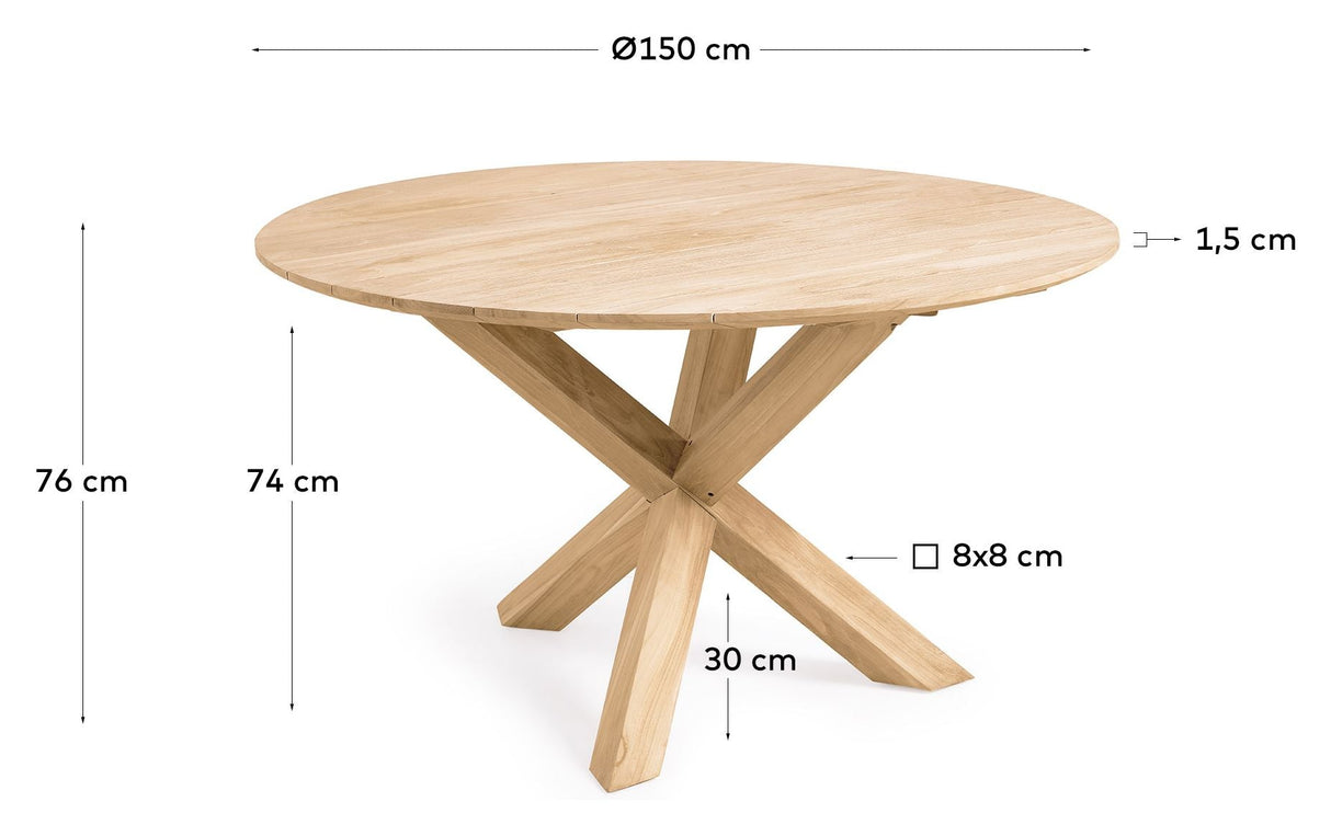 Teresinha Round Garden Table, Solid Teak, Ø150