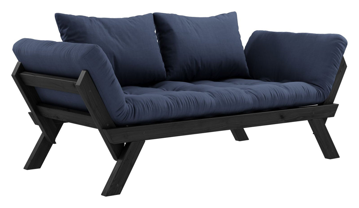 Bebop sofa seng, svart lakkert, furu/marine