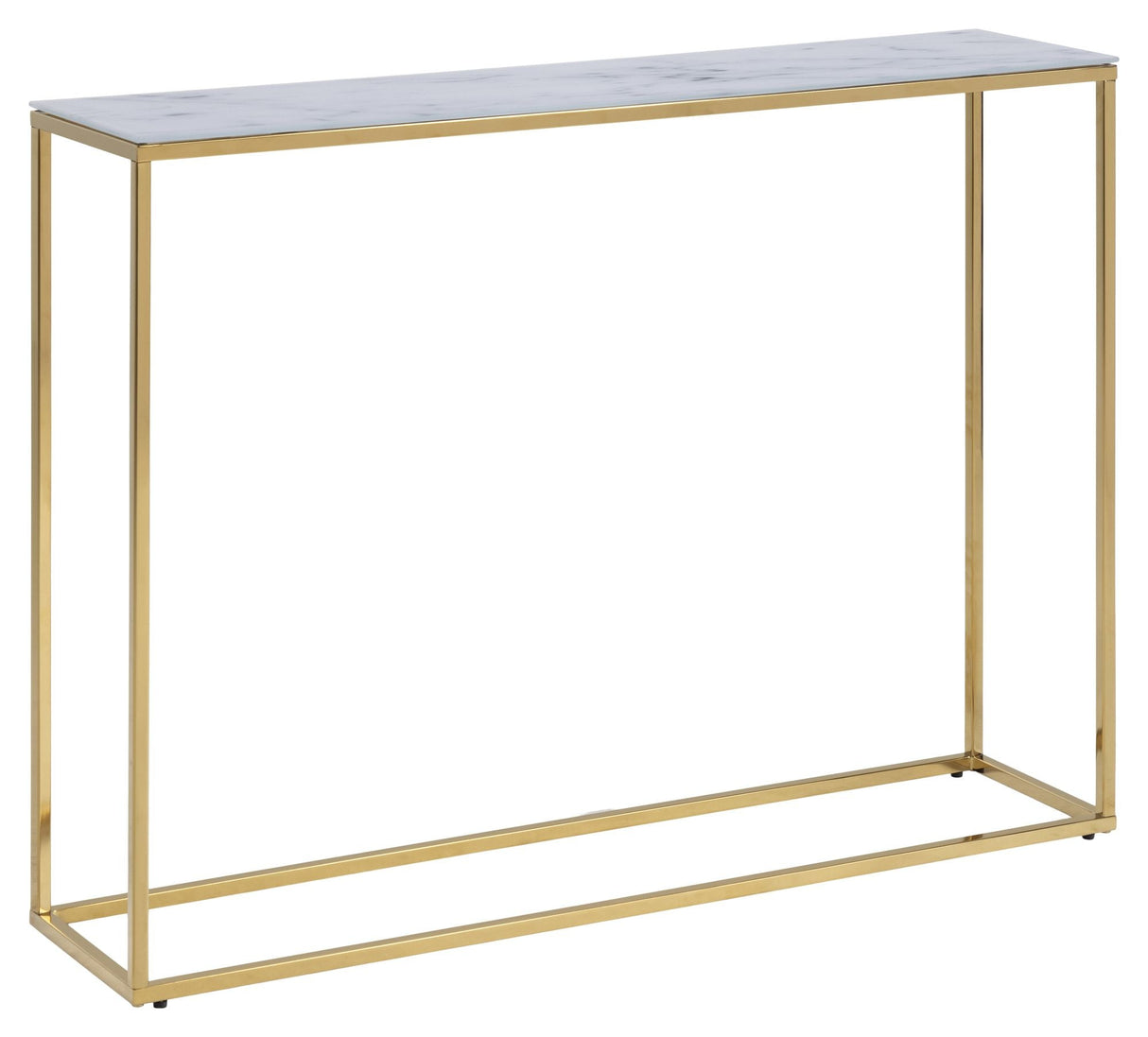 Filippa Console Table, Glass Frosted White Marble Print/Golden Chrome