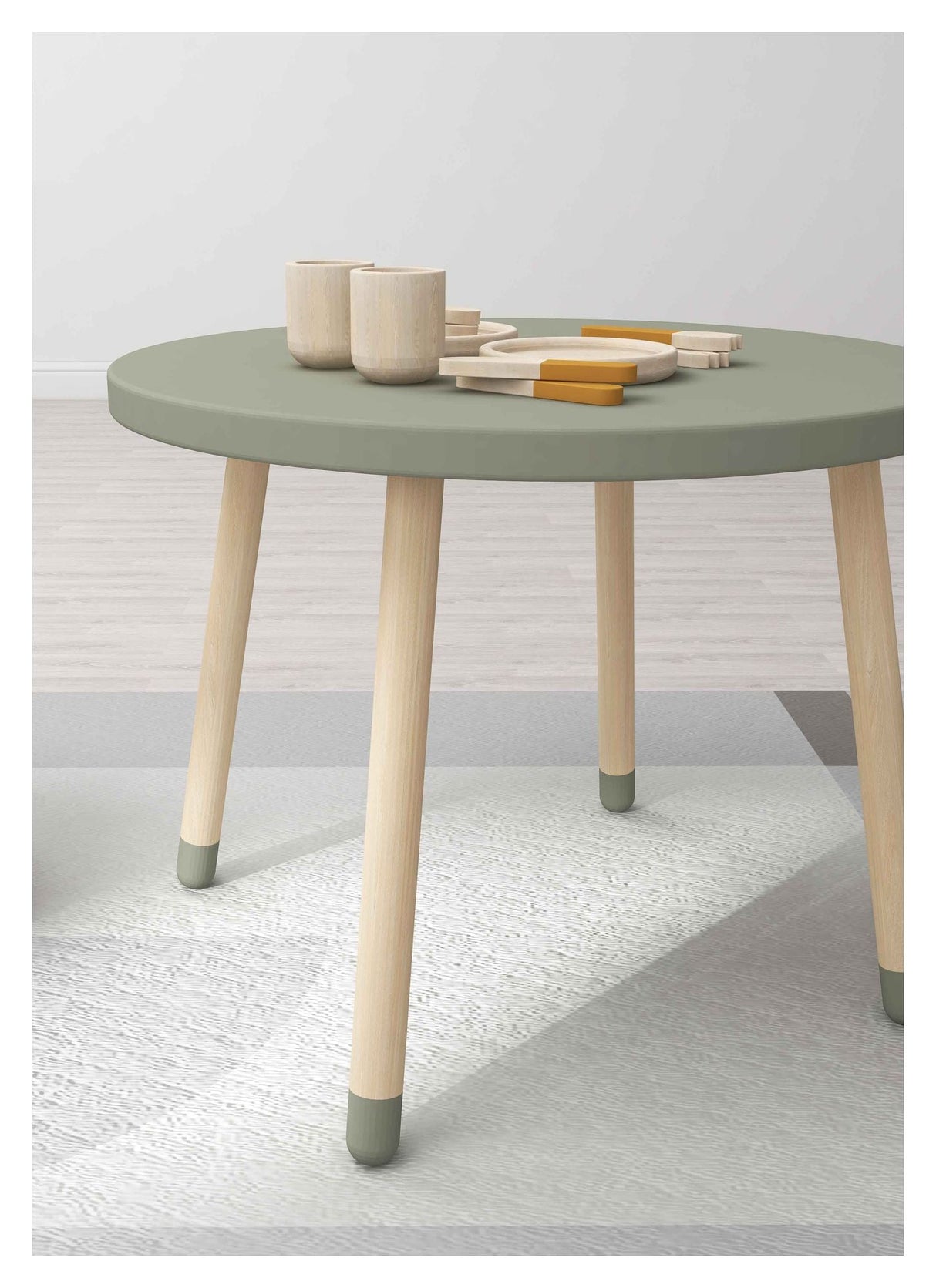 Flexa Dots Play Table, MDF og Ash Wood, Green