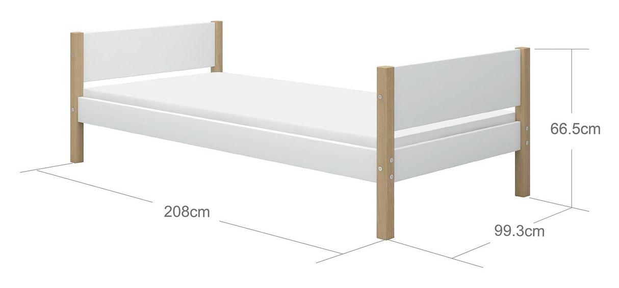 Flexa Nor Children's Bed White, 90x200 moh. eik