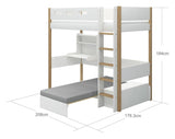 Flexa Nor Casa High Bed White, w. Rett stige 90x200