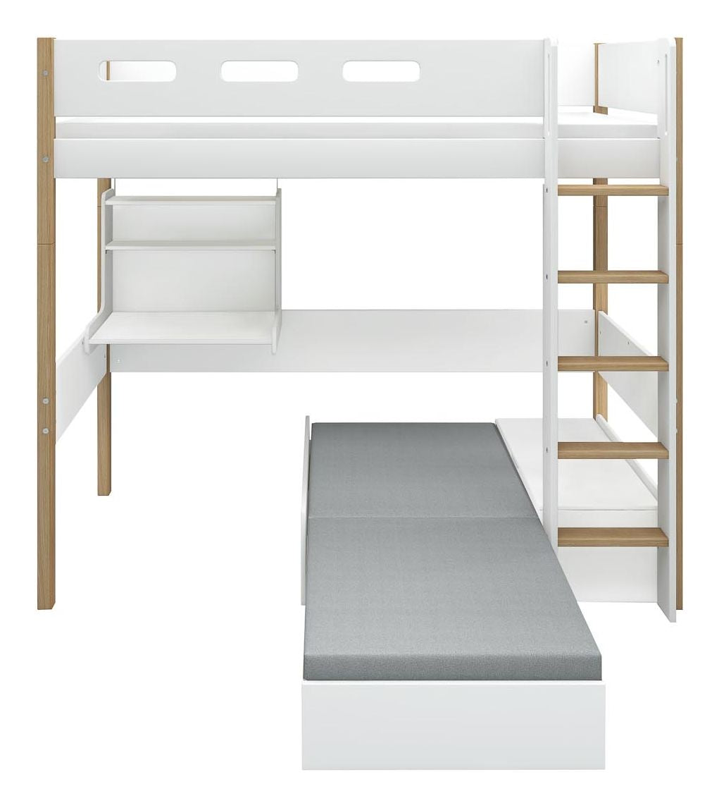 Flexa Nor Casa High Bed White, w. Rett stige 90x200