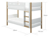 Flexa Nor Bunk Bed White, 90x200 moh. eik