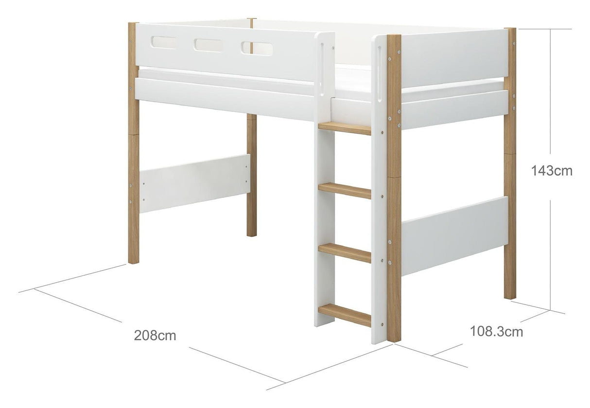 Flexa Nor Semi-High Bed 90x200 moh. eikbein, rett stige