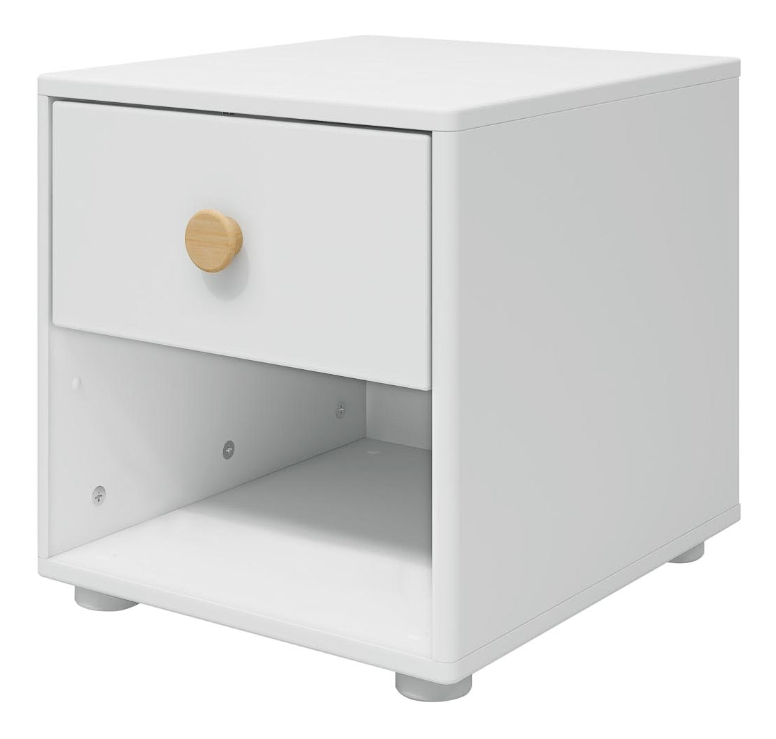 ROMIE CHEST W. 1 skuff, hvit/eik