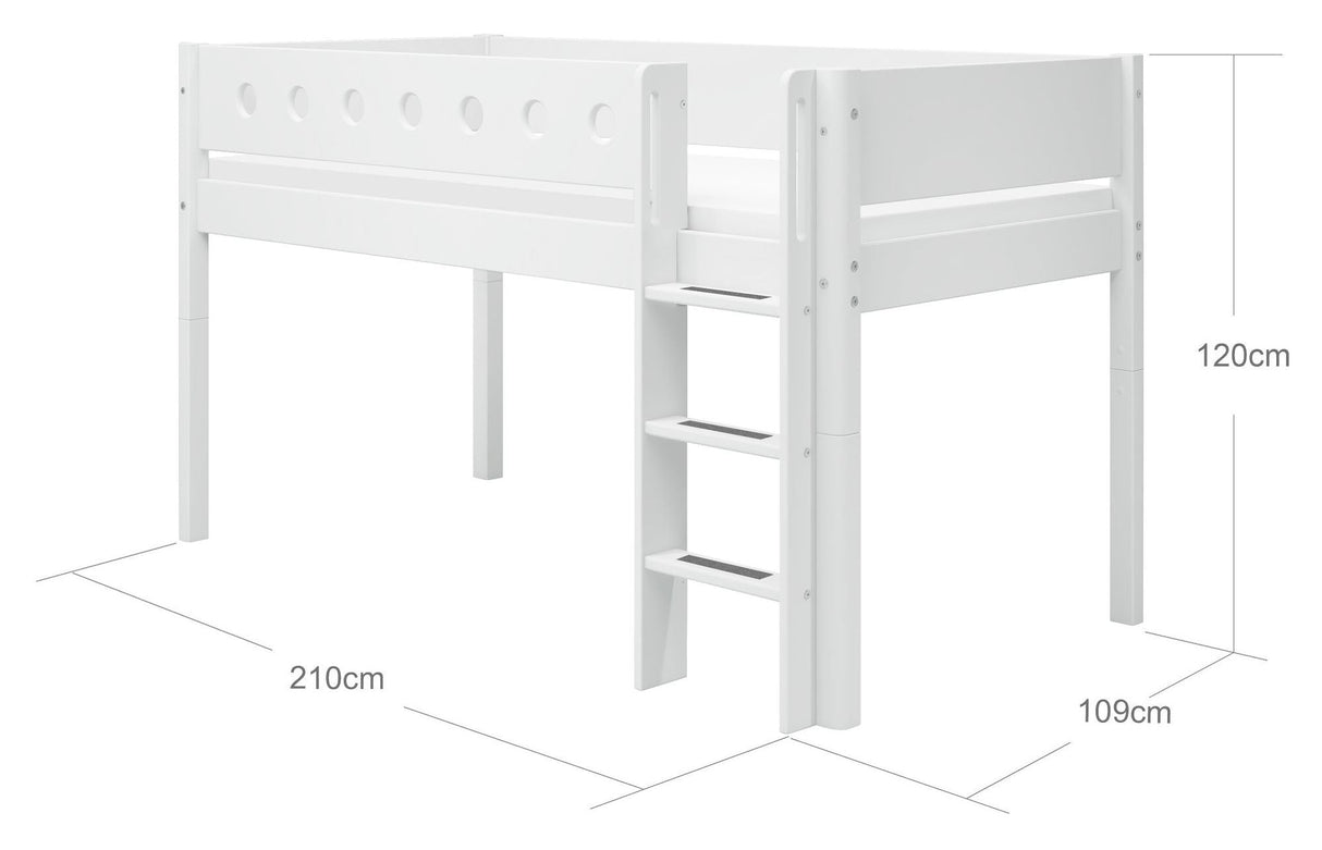 Flexa hvit halv høy seng, 200x90