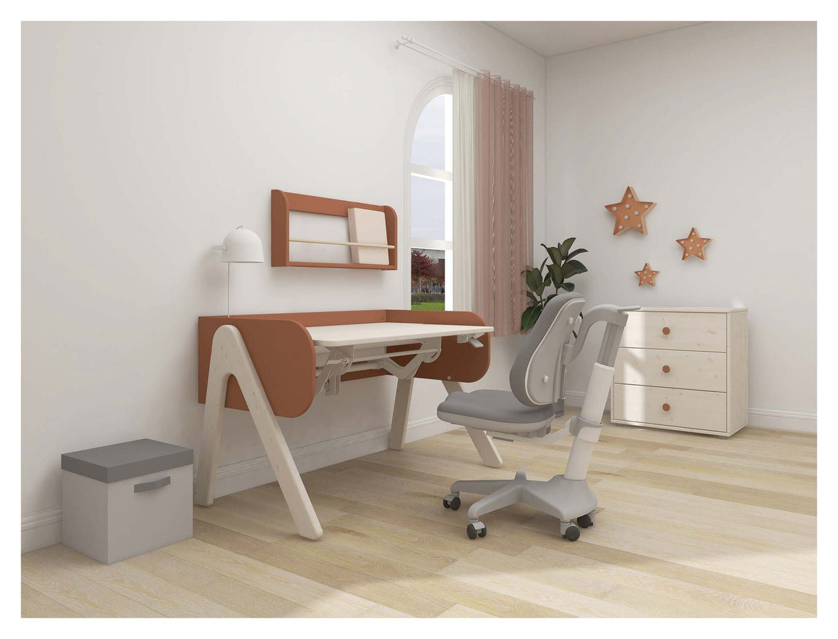 Woody Desk, hvit/rosa/furu