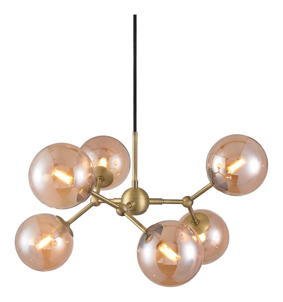 Halo Design Atom Large Chandelier Antique Messing 6xg9