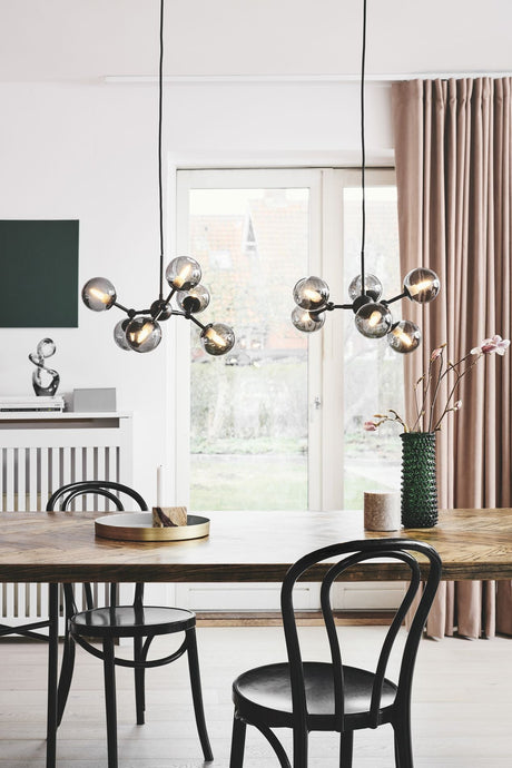 Halo Design Atom Chandelier Black/Smoke Glass