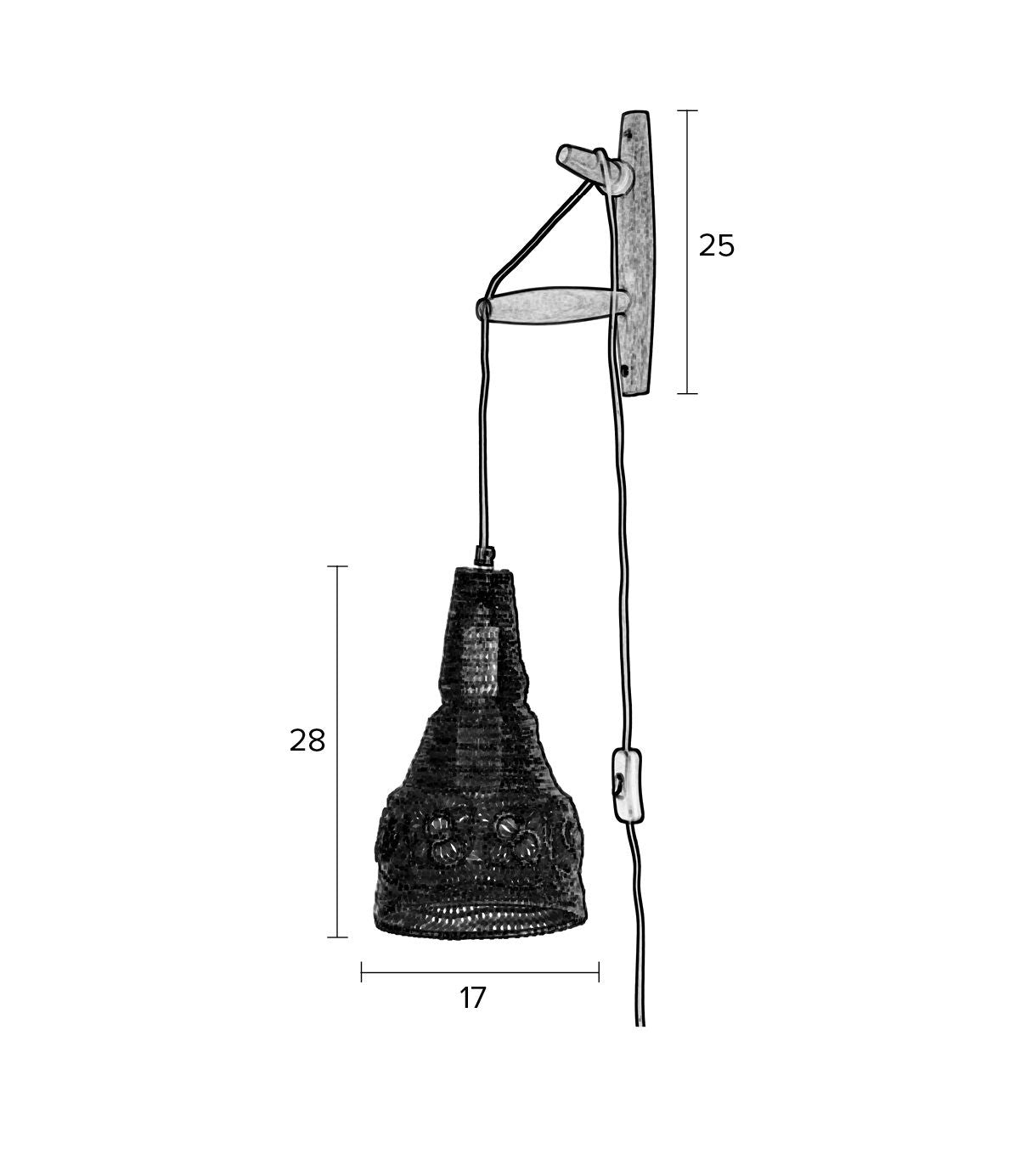 homii alen vegglampe, mango tre/jern