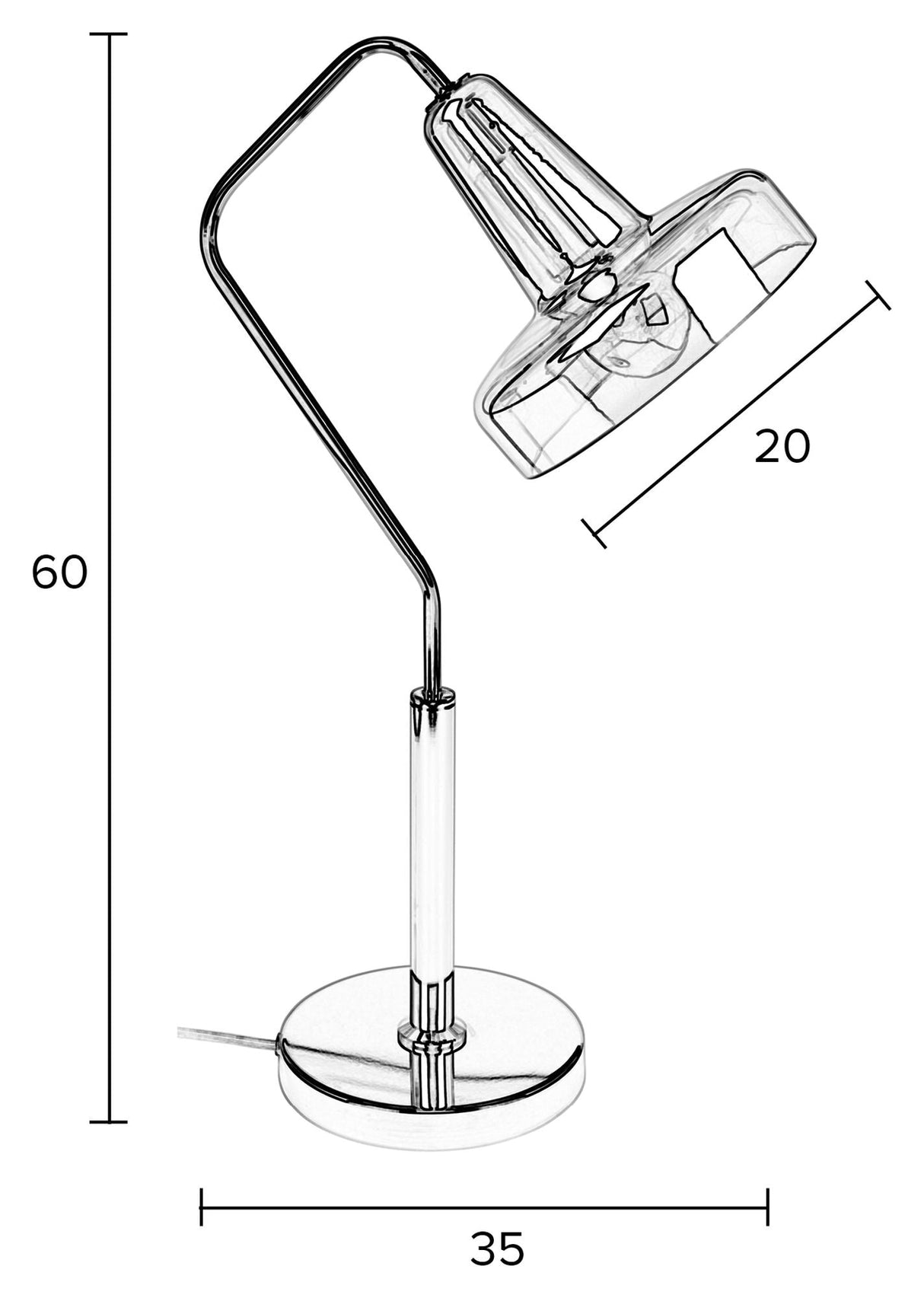 Nixon bordlampe w. Røykfarget glassskygge