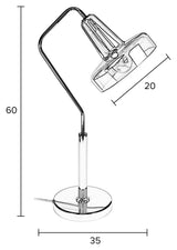 Nixon bordlampe w. Røykfarget glassskygge