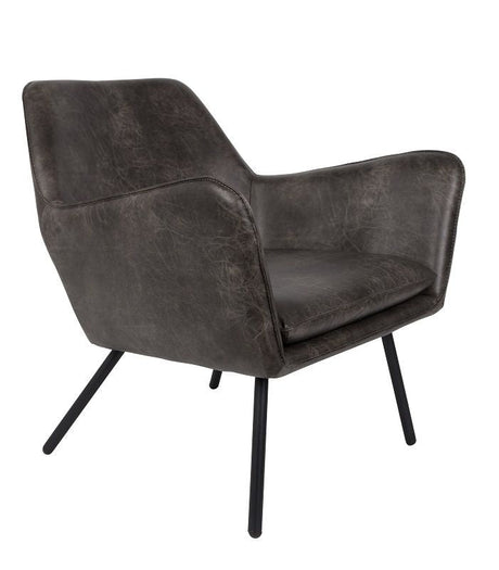 Homii Bon Lounge Chair, Dark Grey Leatherette