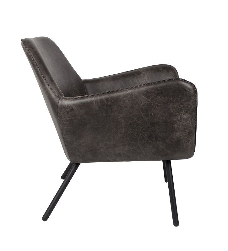 Homii Bon Lounge Chair, Dark Grey Leatherette