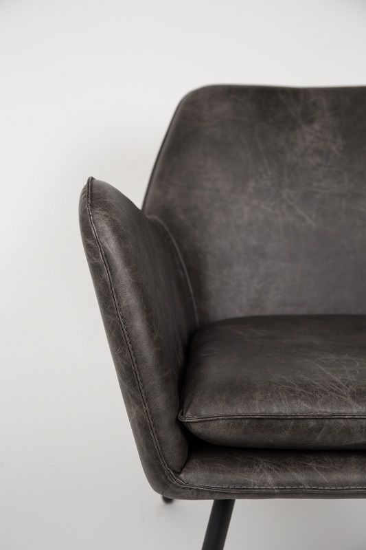 Homii Bon Lounge Chair, Dark Grey Leatherette