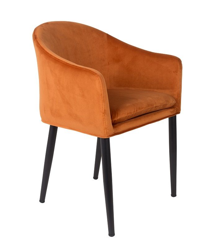 Homii Catelyn Dining Chair m/armlener, oransje fløyel