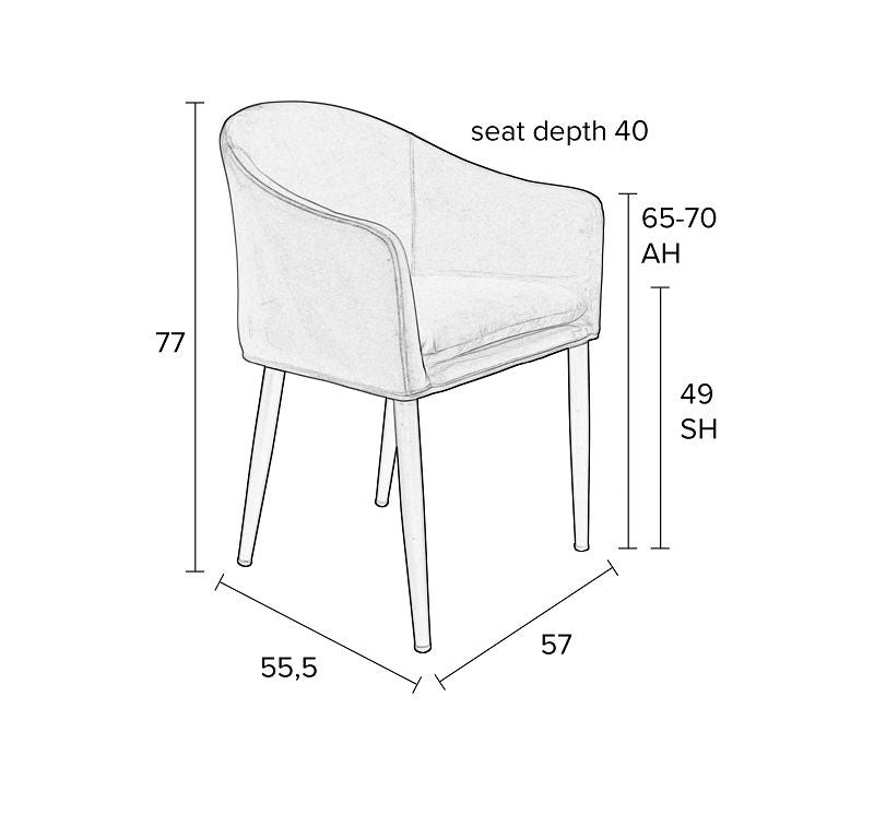 Homii Catelyn Dining Chair m/armlener, oransje fløyel