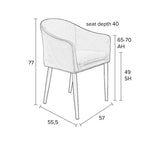 Homii Catelyn Dining Chair m/armlener, oransje fløyel