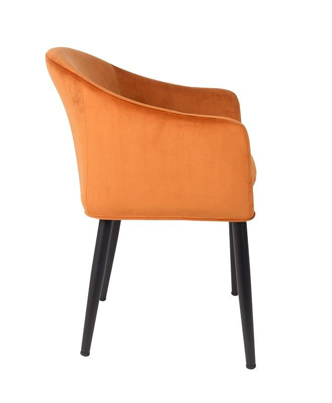 Homii Catelyn Dining Chair m/armlener, oransje fløyel