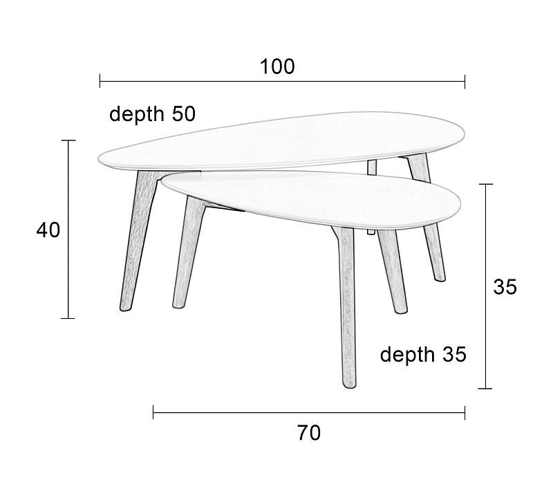 homii slipp sidebord, hvitt/natur