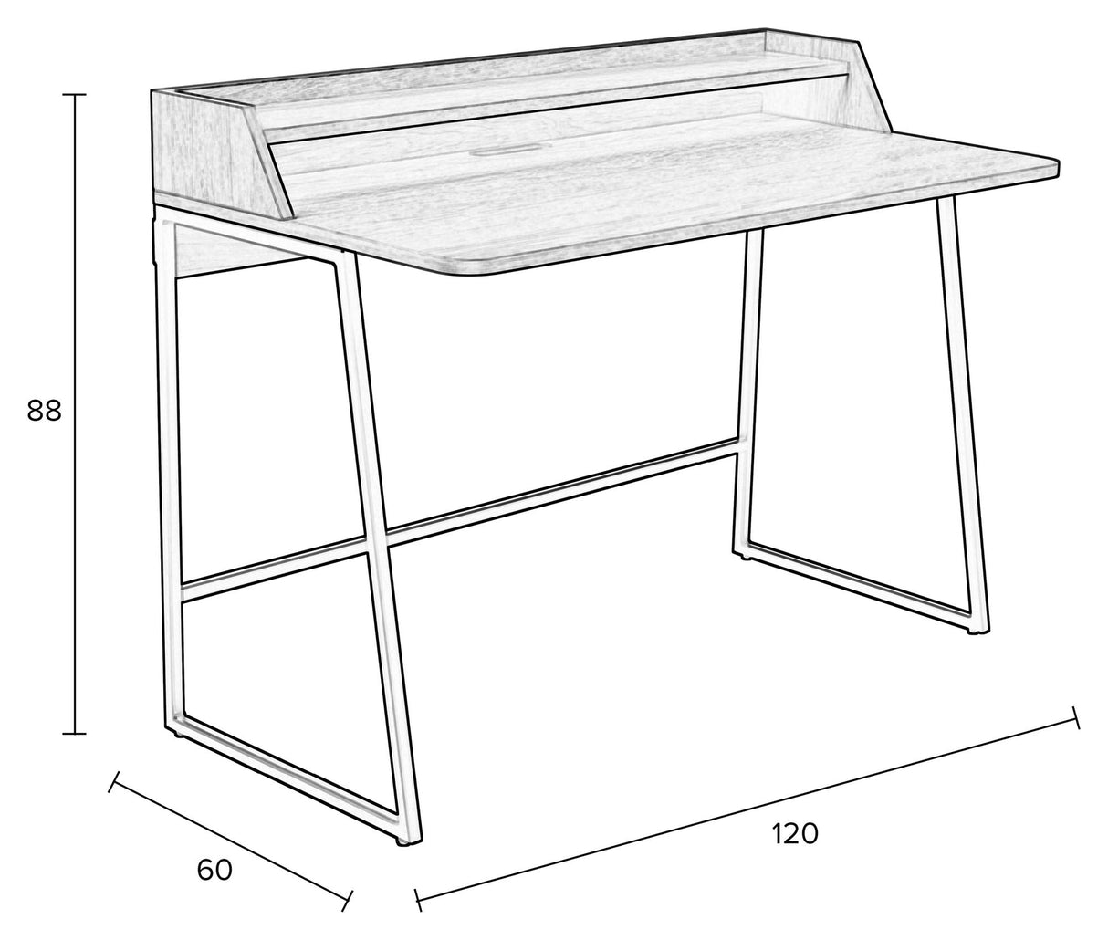 Giorgio Desk med hylle, eik finér