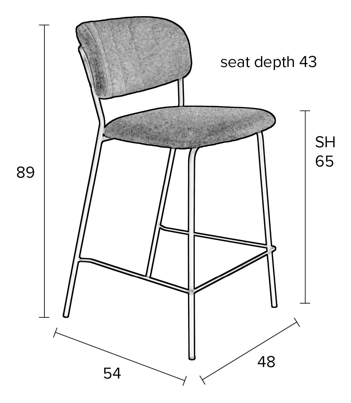 Homii Jolien Bar Stool SH: 65cm, gull/mørkeblå