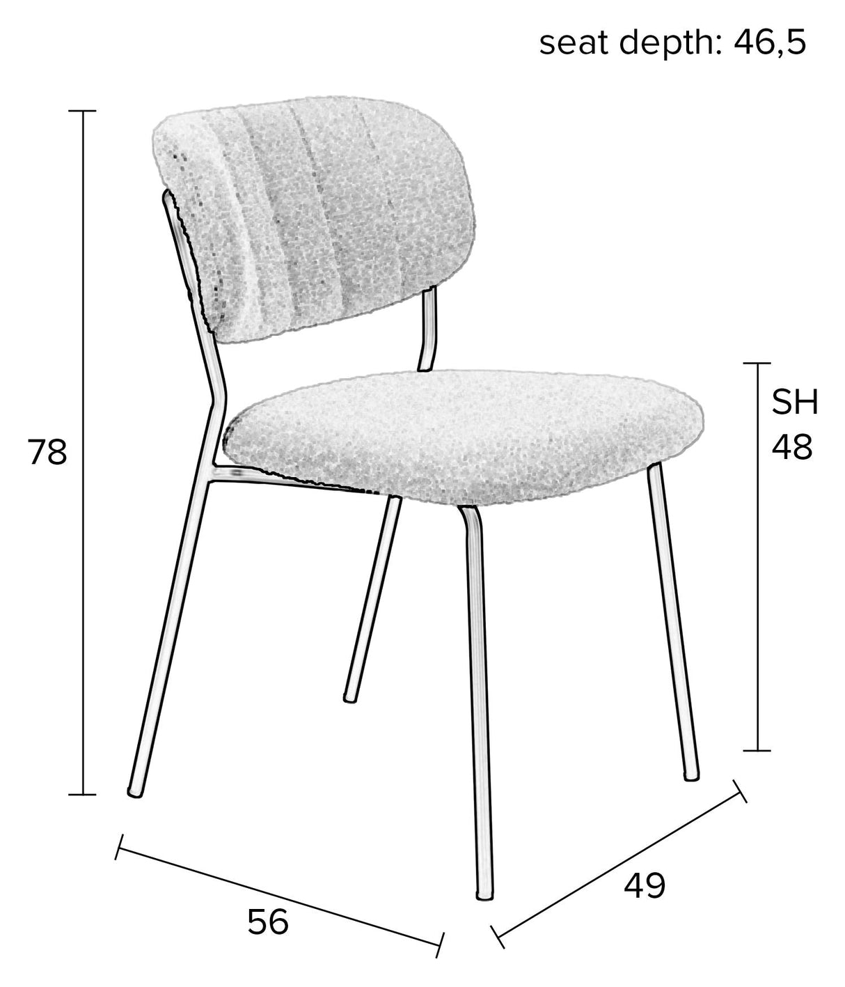 Homii Jolien spisestol, White Bouclé