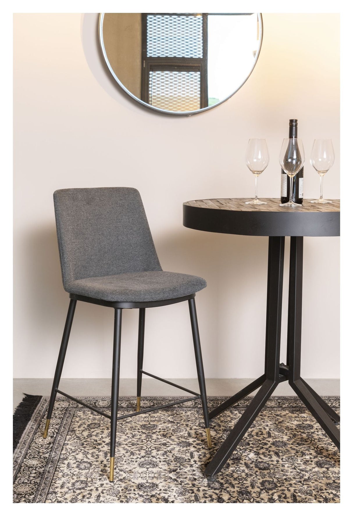 Homii Lionel Bar Stool, Dark Grey, SH: 65cm