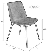 Homii Lionel Dining Chair, Dark Grey