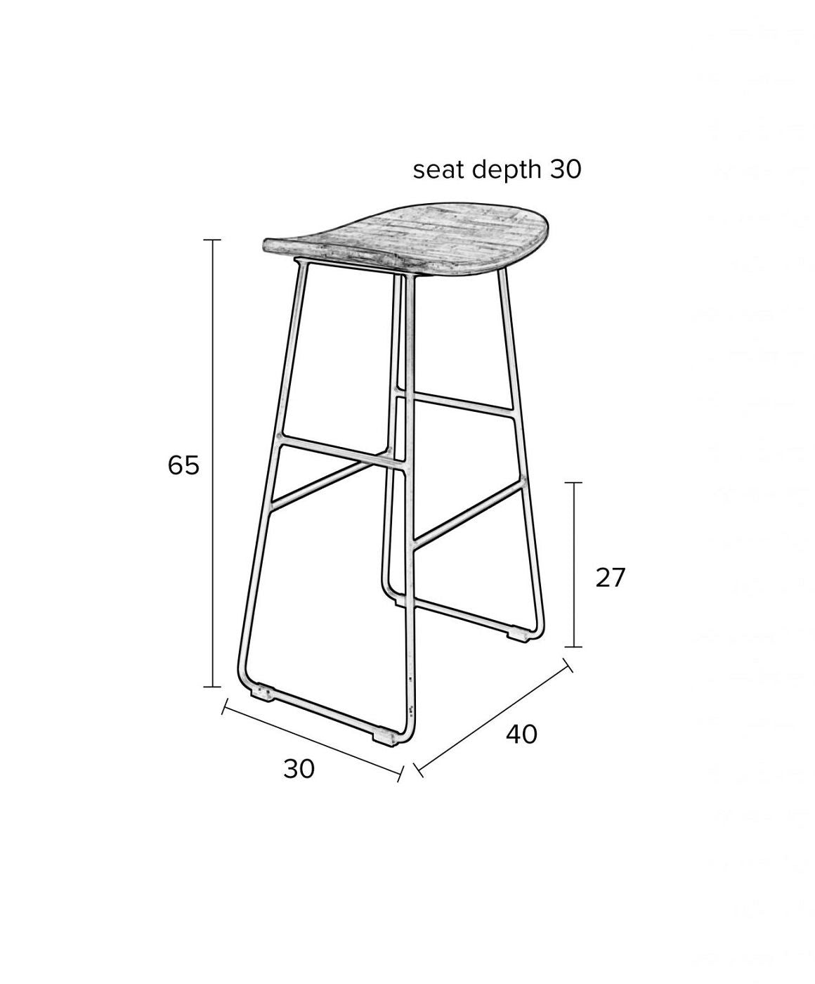 Zanzibar Bar Bar Stool - Nature, SH: 62cm