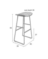 Zanzibar Bar Bar Stool - Nature, SH: 62cm