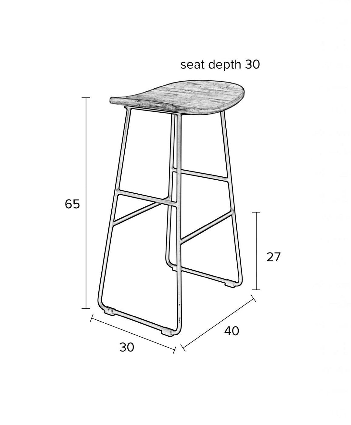 Zanzibar Bar Bar Stool - Svart, SH: 62cm