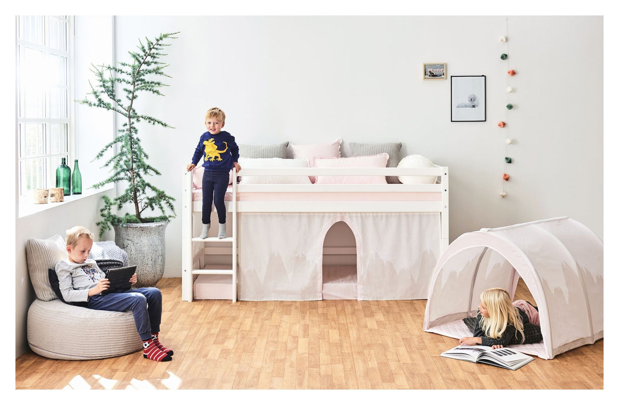 Hoppekids avlang pute med ruffles, rosa, vinterlandland