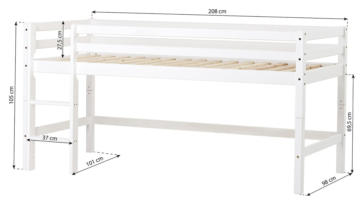 Eco Dream Half High Bed 90x200, White