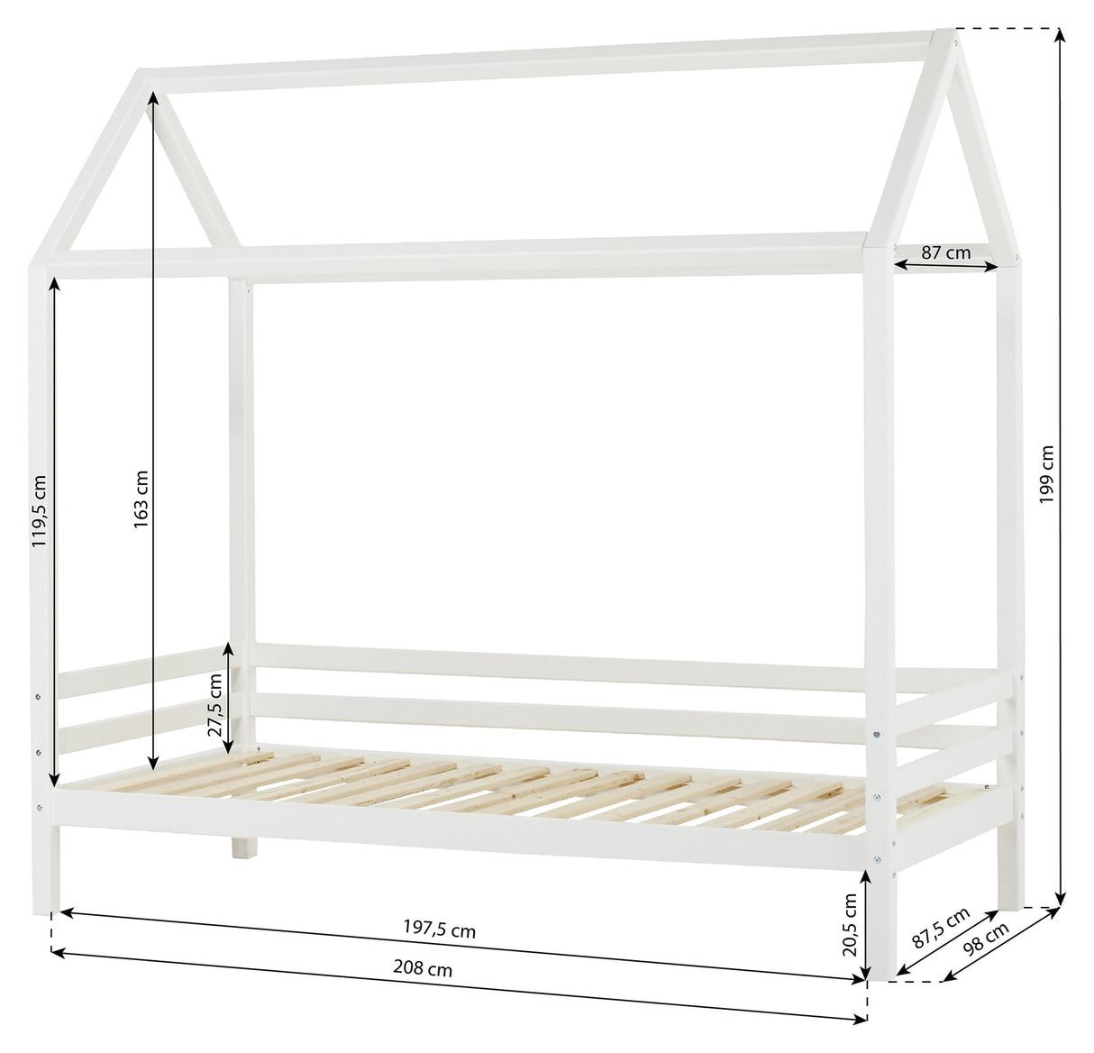 Hoppekids Eco Dream House Bed 90x200 - Hvit