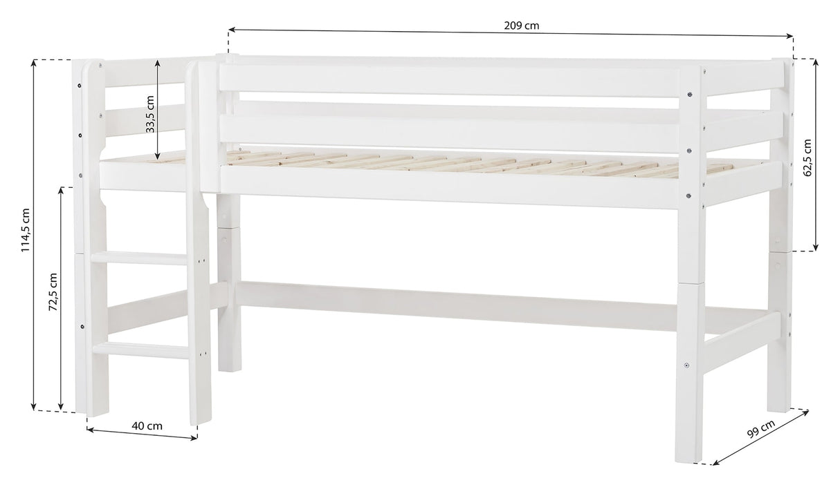 Eco Luxury Half High Bed 90x200, hvit