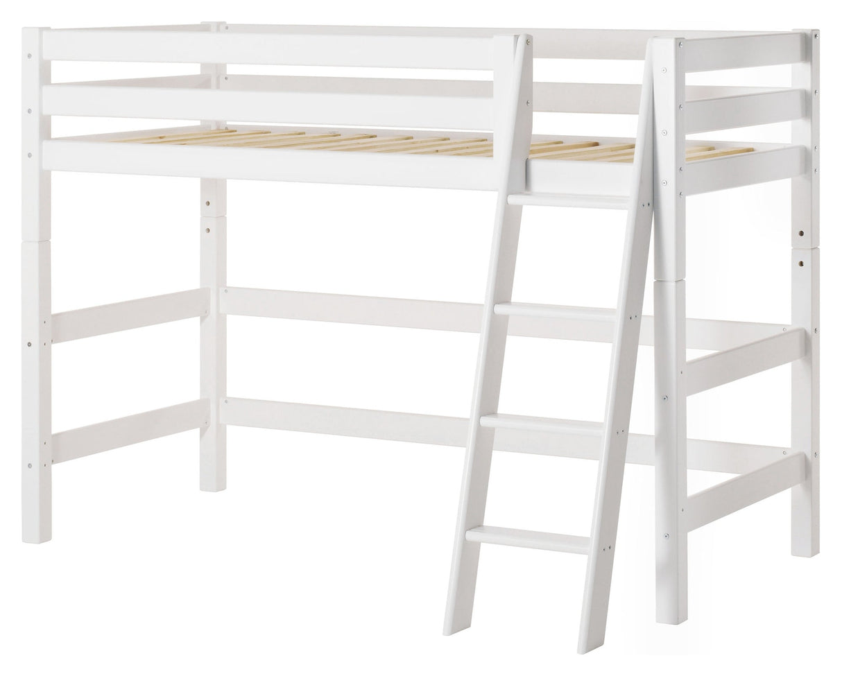 Eco Luxury Mid-Rise Bed with Ladder 90x200, White