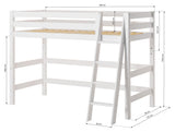 Eco Luxury Mid-Rise Bed with Ladder 90x200, White