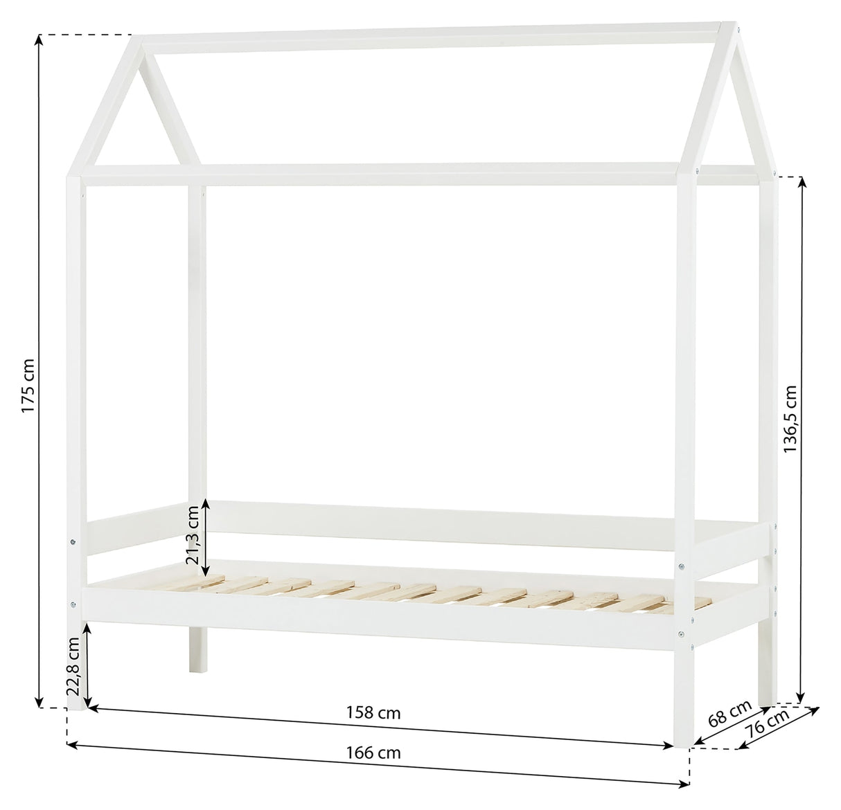 Hoppekids Eco Comfort Bed 160x70 - Hvit