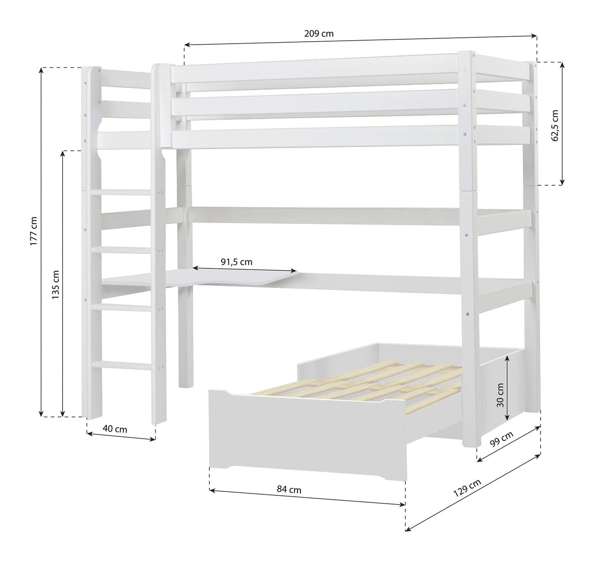 Eco Luxury Mega Bed with Lounge Module and Table Top, 90x200