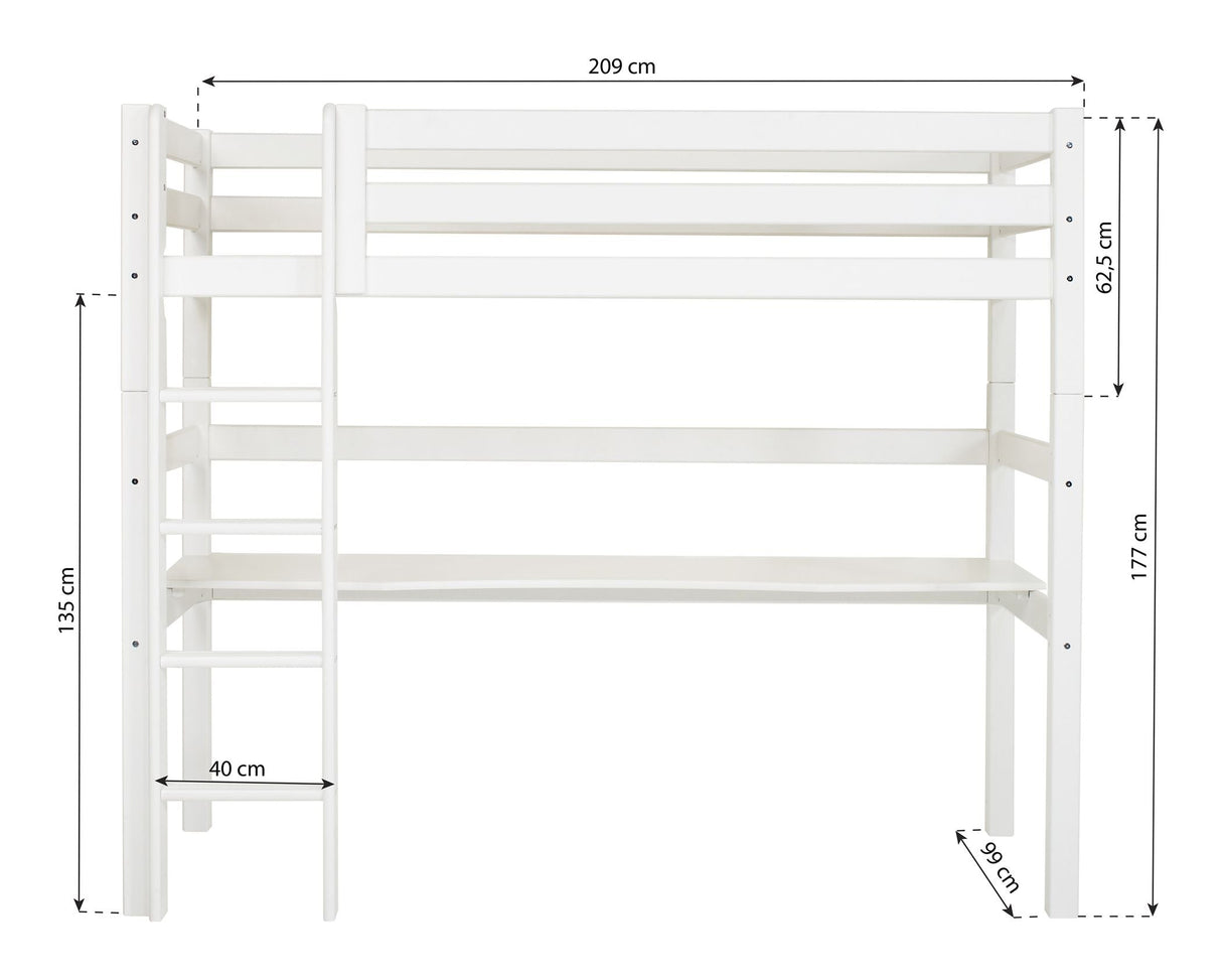 Eco luksuriøs høy seng med bordplate, 90x200