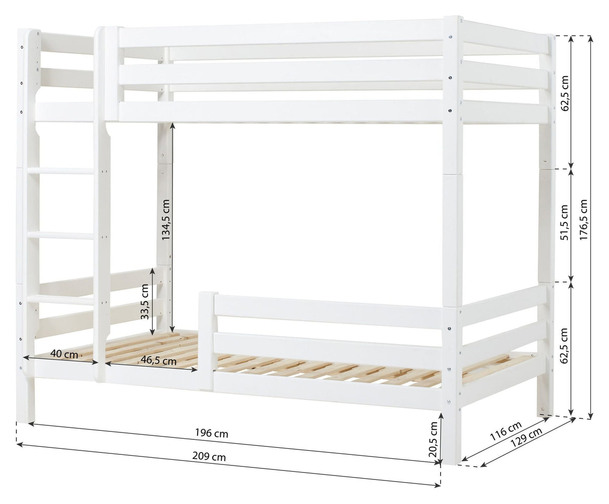 Eco luksuriøs køyeseng med to senger hester 120x200, hvit